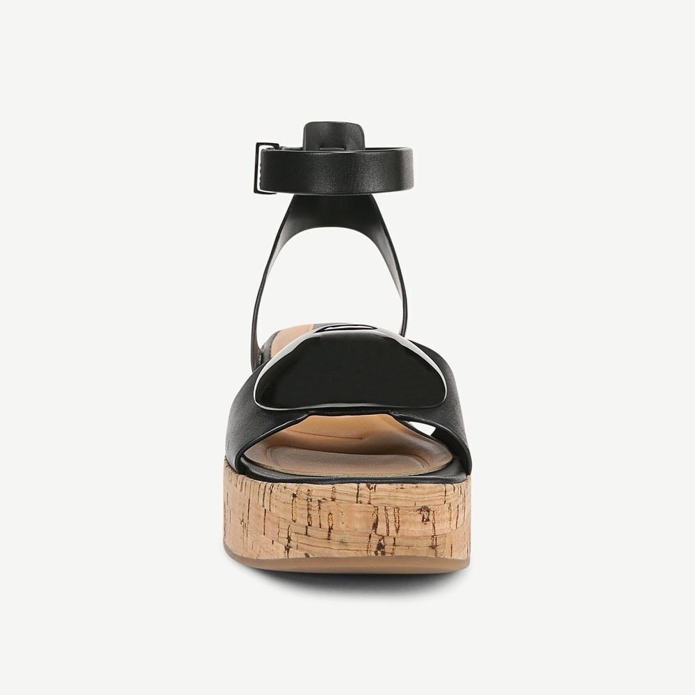 Franco Sarto NWT 2.5” Taysha Cork Resort Platform Leather Cork Wedge Sandal Blac - Picture 5 of 9